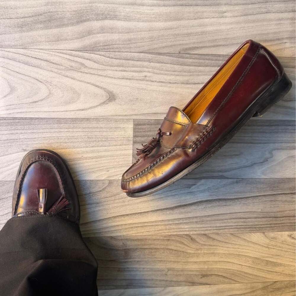 Cole Haan Burgundy Tassel Leather Loafers